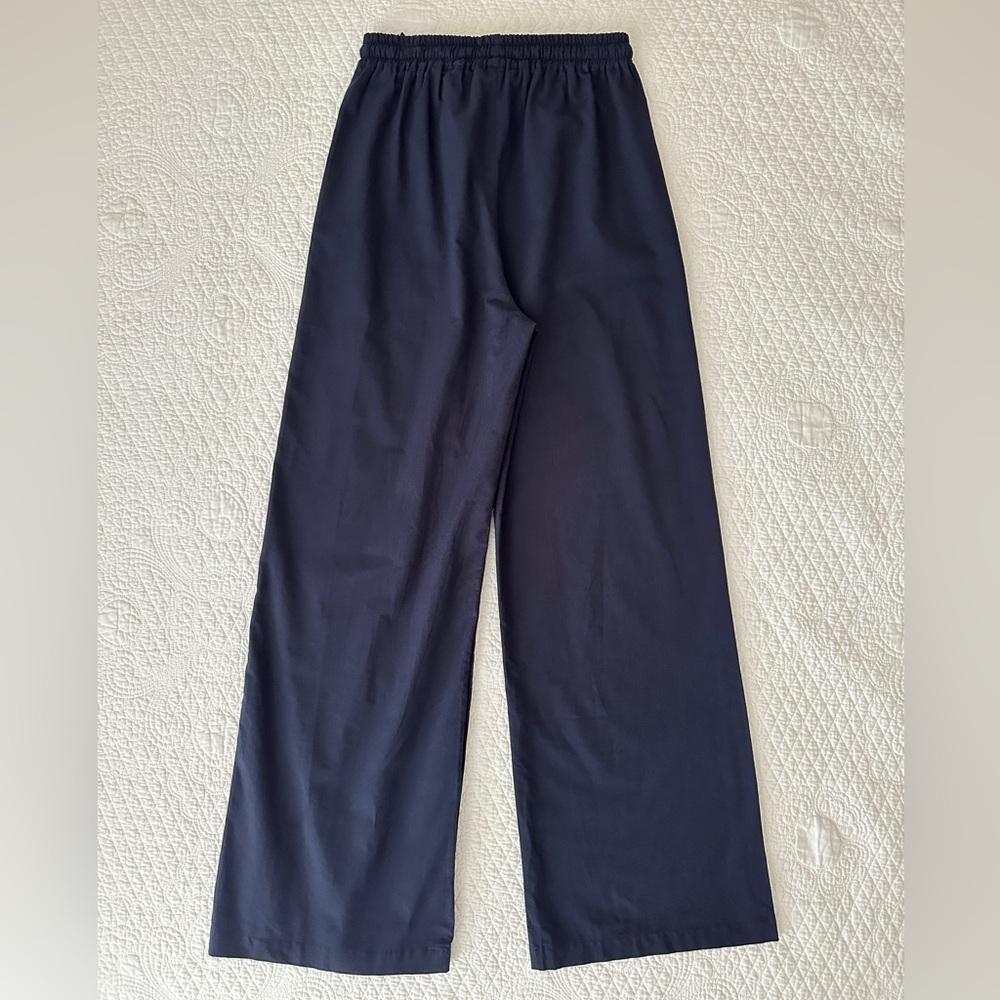 NAADAM Organic Cotton Drawstring Pants Navy Blue Wide Leg Pull On Lightweight - Picture 4 of 15